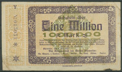 Ahrweiler 1 Million Mark 1923, Keller 28 a.39, gebraucht (K1651)