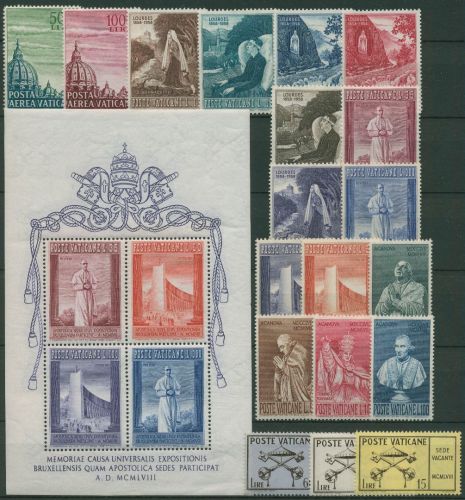 Vatikan 1958 Jahrgang komplett (280/02, Block 2), postfrisch (SG61627)