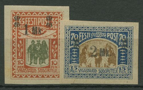 Estland 1920 Kriegsgeschädigte MiNr. 21/22 mit Aufdruck 25/26 mit Falz
