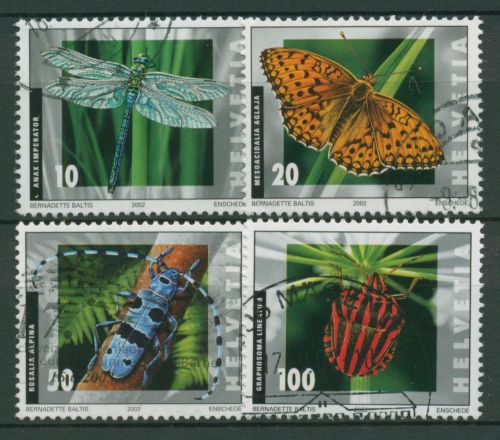 Schweiz 2002 Tiere Insekten Käfer Libelle Schmetterlinge 1802/05 gestempelt