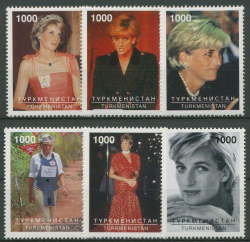 Turkmenistan 1998 Vignetten Prinzessin Diana, nicht frankaturgültig, postfrisch