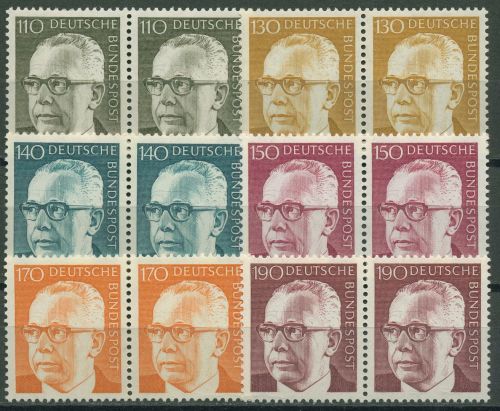 Bund 1972/73 Heinemann waagerechte Paare 727/32 postfrisch