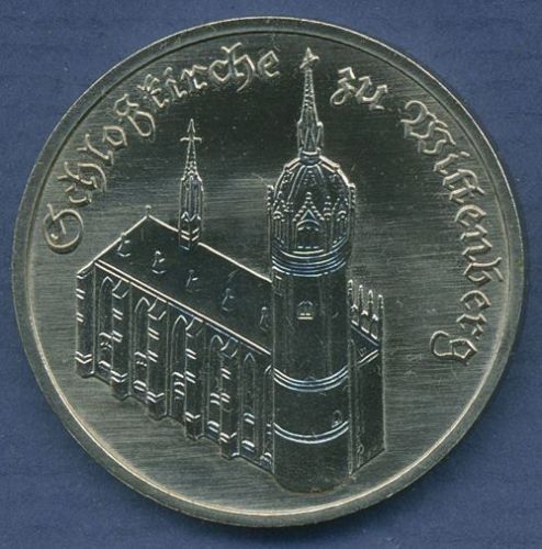 DDR 5 Mark 1983 Schloßkirche zu Wittenberg, J 1588 vz/st (m2915)