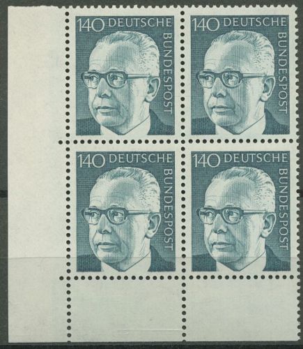 Bund 1972/73 Heinemann 729 4er-Block Ecke 3 postfrisch