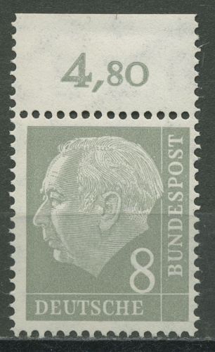 Bund 1954 Th. Heuss I Bogenmarken Platte Oberrand 182 x Ww P OR 1 postfrisch