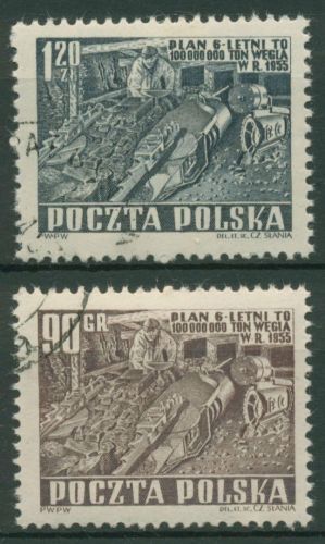 Polen 1951 Sechsjahresplan Bergbau 715/16 gestempelt