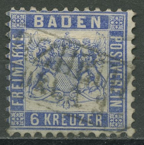 Baden 1862/66 6 Kreuzer ultramarin 19 a gestempelt