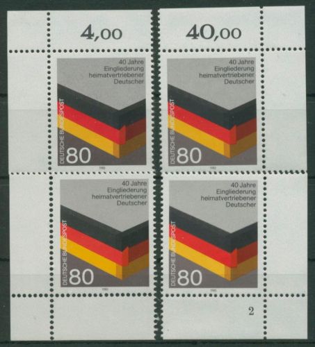 Bund 1985 Heimatvertriebene Deutsche 1265 alle 4 Ecken postfrisch (E1405)