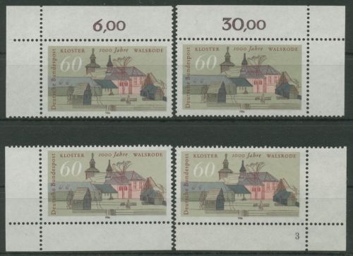 Bund 1986 Kloster Walsrode 1280 alle 4 Ecken postfrisch (E1454)