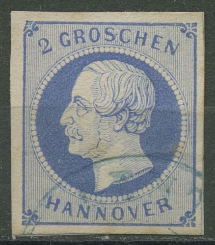 Hannover 1859 König Georg V. 15 a gestempelt, Briefstück