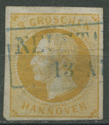 Hannover 1859 König Georg V. 16 a gestempelt, Knick