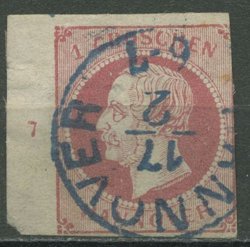 Hannover 1859 König Georg V. 14 a Randstück gestempelt