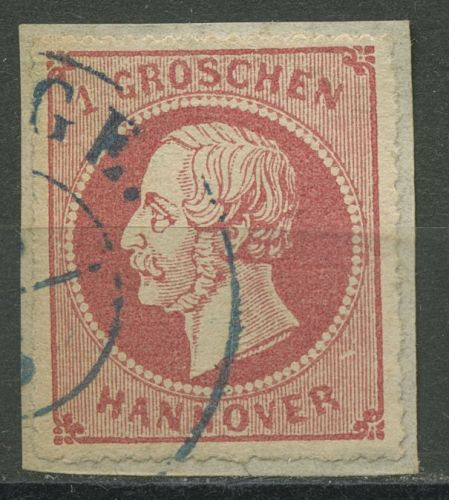 Hannover 1864 König Georg V. 1 Gr, 23 y gestempelt, Briefstück