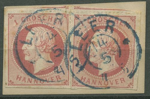 Hannover 1864 König Georg V. 1 Gr, 23 y (2) mit K2-Stpl. LEER, Briefstück