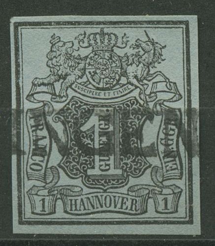 Hannover 1850 Wertschild unter Wappen 1 sauber gestempelt