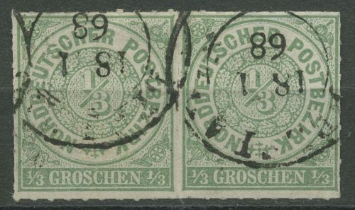 Norddeutscher Postbezirk NDP 1868 1/3 Groschen 2 waagerechtes Paar gestempelt