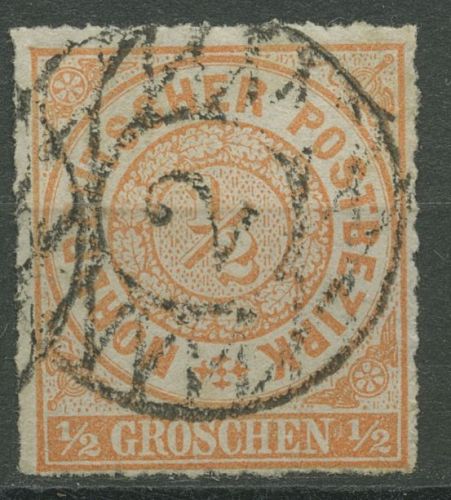 Norddeutscher Postbezirk NDP 1868 1/2 Groschen 3 mit SA Nr. Stpl. 2 LEIPZIG