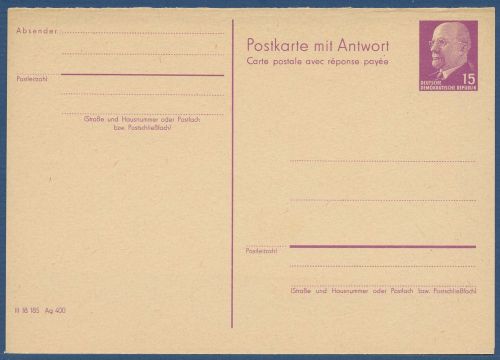 DDR 1966 Walter Ulbricht Postkarte mit Antwort P 78 ungebraucht (X40939)