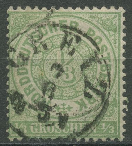 Norddeutscher Postbezirk NDP 1869 1/3 Groschen 14 mit T&T-K1-Stempel GREIZ