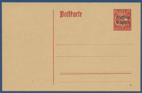Bayern 1919 Freistaat, Wappen Postkarte P 109/01 ungebraucht (X40963)