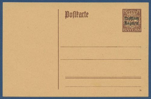 Bayern 1919 Freistaat, Wappen Postkarte P 114 I/01 ungebraucht (X40966)