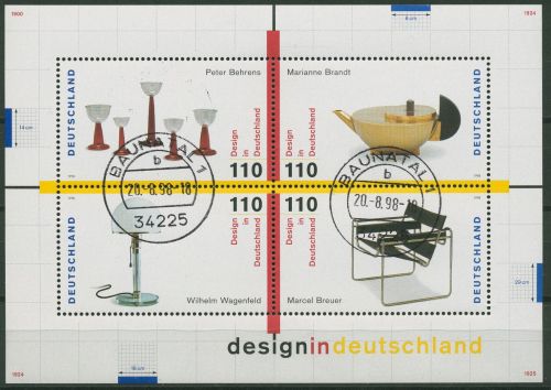 Bund 1998 Design mit Plattenfehler Block 45 f A gestempelt (C19792)