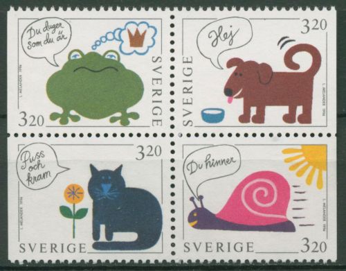 Schweden 1994 Grußmarken Tierzeichnungen 1836/39 ZD postfrisch