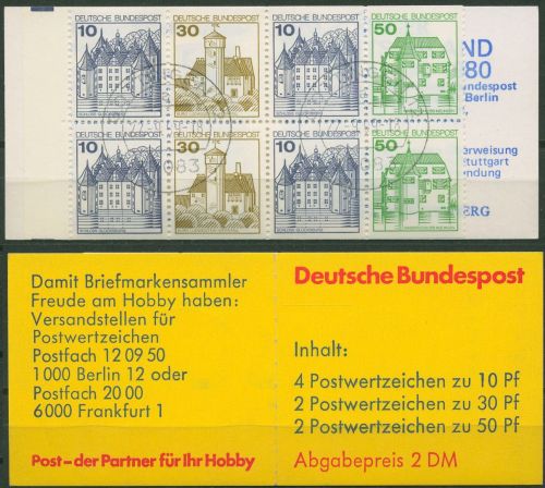 Bund 1980 Burgen & Schlösser Markenheftchen MH 22 I c gestempelt