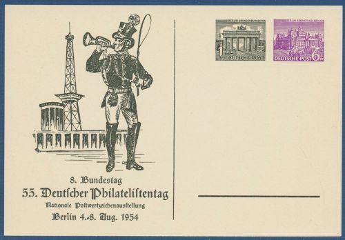 Berlin 1954 Dt. Philatelistentag, Privatpostkarte PP 10/2a ungebraucht (X41018)