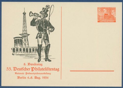 Berlin 1954 Dt. Philatelistentag, Privatpostkarte PP 5/3a ungebraucht (X41016)