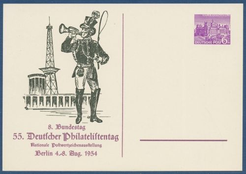 Berlin 1954 Dt. Philatelistentag, Privatpostkarte PP 3/3a ungebraucht (X41015)