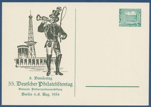 Berlin 1954 Dt. Philatelistentag, Privatpostkarte PP 2/4a ungebraucht (X41014)