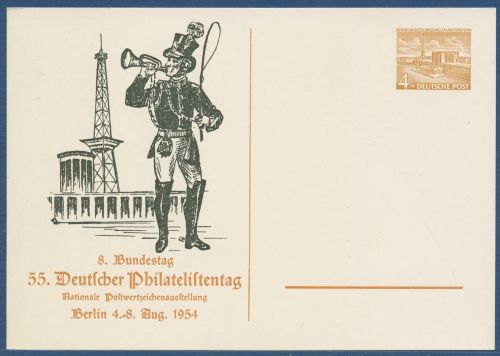 Berlin 1954 Dt. Philatelistentag, Privatpostkarte PP 1/12a ungebraucht (X41013)