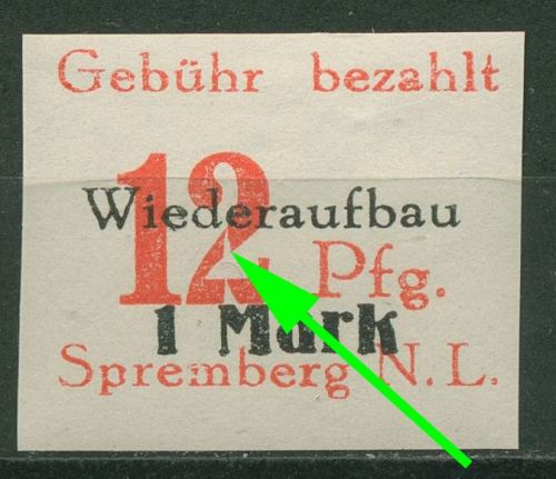 Spremberg (Niederlausitz) 1946 Freim. mit Plattenfehler 18 B XI postfrisch