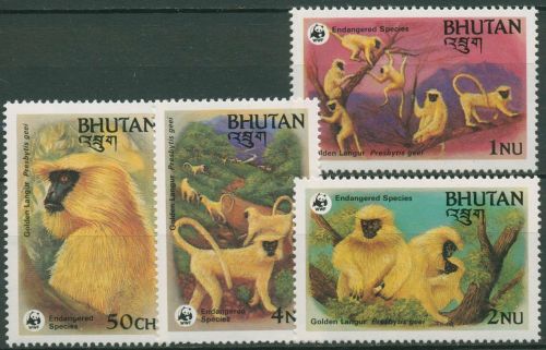 Bhutan 1984 WWF Tiere Affen Goldlangur 840/43 postfrisch