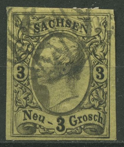 Sachsen 1855 König Johann I, 11 auf gelb gestempelt