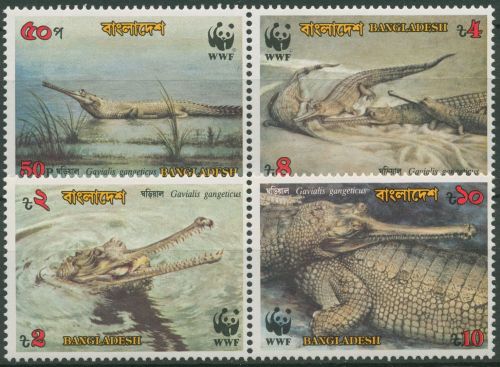 Bangladesch 1990 WWF Tiere Reptilien Krokodil Gangesgavial 323/26 ZD postfrisch