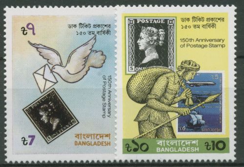 Bangladesch 1990 150 Jahre Briefmarken Postbote Brieftaube 330/31 postfrisch