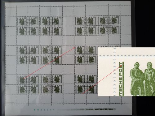 DDR Markenheftchenbogen 1990 Bauwerke mit Plattenfehler MHB 20 L I gestempelt