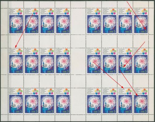 DDR MH-Bogen 1973 Weltfestpiele mit 5 Plattenfehlern MHB 16 A I postfrisch