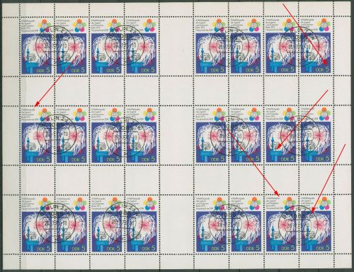 DDR MH-Bogen 1973 Weltfestpiele mit 5 Plattenfehlern MHB 16 A I gestempelt