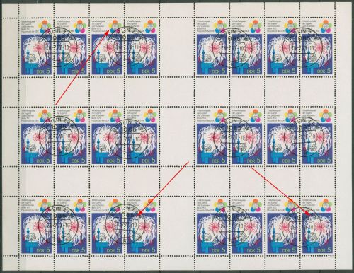 DDR MH-Bogen 1973 Weltfestpiele mit 3 Plattenfehlern MHB 16 D I gestempelt