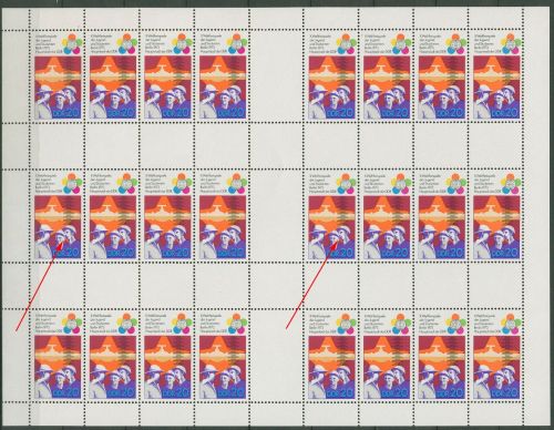 DDR MH-Bogen 1973 Weltfestpiele Plattenfehler MHB 17 D I postfrisch
