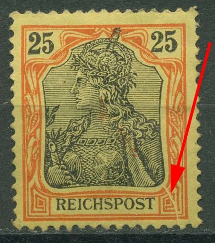Deutsches Reich 1900 Germania REICHSPOST mit Plattenfehler 58 PF ? mit Falz