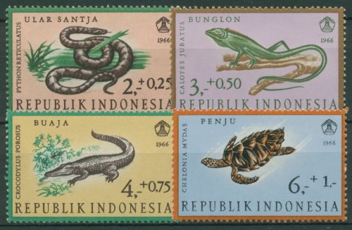 Indonesien 1966 Fürsorge Tiere Reptilien Echse Schildkröte 558/61 postfrisch