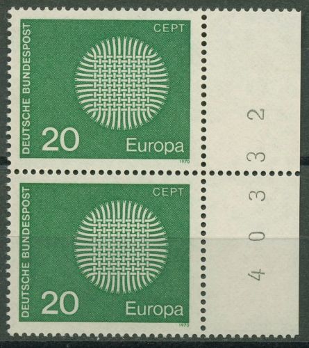 Bund 1970 EUROPA CEPT Paar mit Bogenzählnummer 620 Bg.-Nr. postfrisch