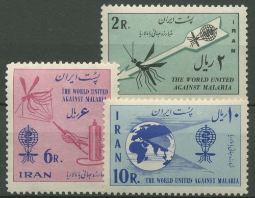 Iran 1962 Kampf gegen die Malaria 1117/19 postfrisch, Rückseite mit Mängeln