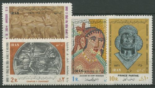 Iran 1971 Gründungstag persisches Reich, Kunst 1511/14 postfrisch, kleine Mängel