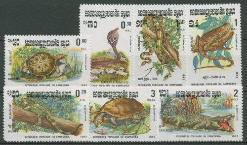 Kambodscha 1983 Tiere Reptilien 496/02 postfrisch, MiNr. 496 mit Zahnfehler