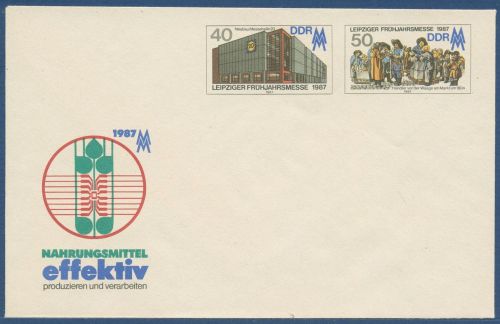 DDR 1987 Leipziger Frühjahrsmesse Umschlag U 6 ungebraucht (X41063)